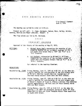 City Council Meeting Minutes, June 3, 1975