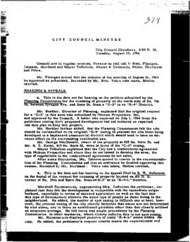 City Council Meeting Minutes, August 30, 1966