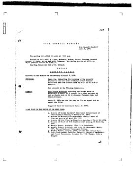 City Council Meeting Minutes, April 9, 1974