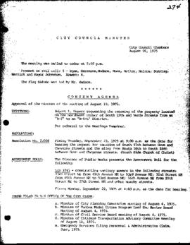 City Council Meeting Minutes, August 26, 1975