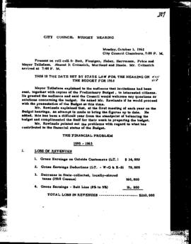 City Council Meeting Minutes, October 1, 1962