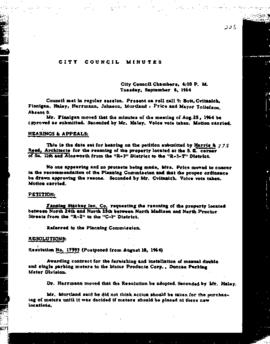 City Council Meeting Minutes, September 8, 1964
