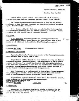 City Council Meeting Minutes, June 30, 1958