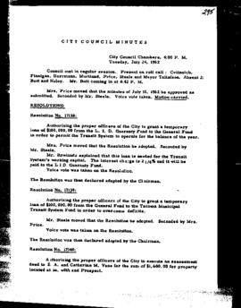 City Council Meeting Minutes, July 24, 1962