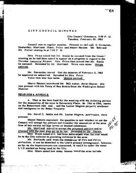 City Council Meeting Minutes, February 20, 1962