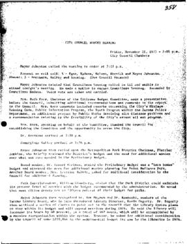 City Council Meeting Minutes, November 21, 1975
