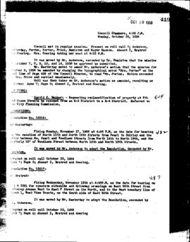 City Council Meeting Minutes, October 20, 1958