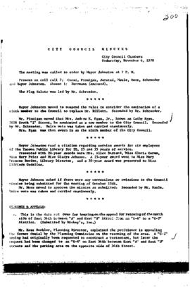 City Council Meeting Minutes, November 4, 1970