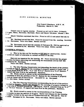 City Council Meeting Minutes, March 13, 1963