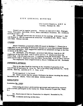 City Council Meeting Minutes, October 22, 1963