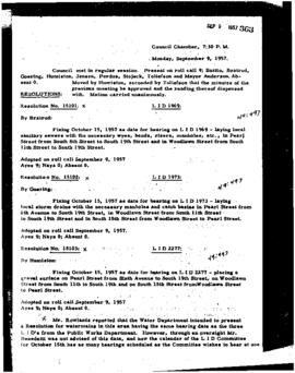 City Council Meeting Minutes, September 9, 1957
