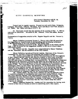 City Council Meeting Minutes, December 21, 1965