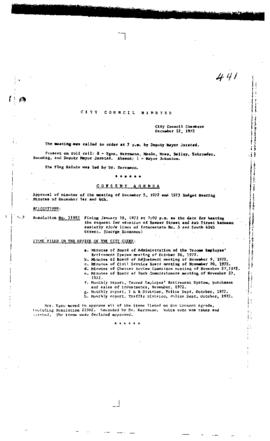 City Council Meeting Minutes, December 12, 1972