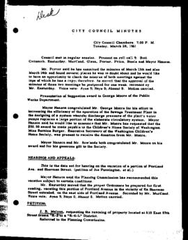 City Council Meeting Minutes, March 28, 1961