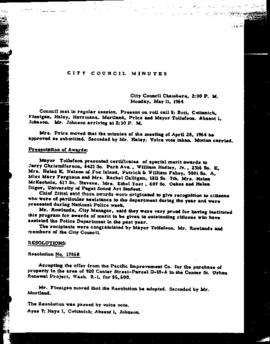 City Council Meeting Minutes, May 11, 1964