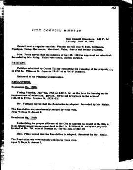 City Council Meeting Minutes, June 11, 1963