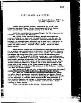 City Council Meeting Minutes, September 5, 1961