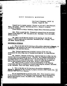 City Council Meeting Minutes, August 18, 1964