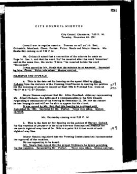City Council Meeting Minutes, November 28, 1961