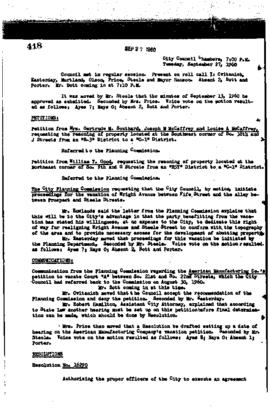 City Council Meeting Minutes, September 27, 1960