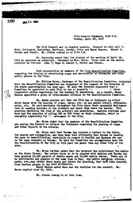 City Council Meeting Minutes, April 25, 1960