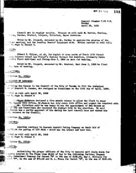 City Council Meeting Minutes, April 28, 1958