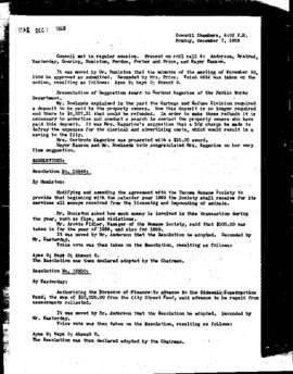 City Council Meeting Minutes, December 7, 1959