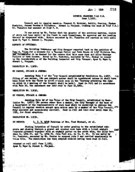 City Council Meeting Minutes, June 7, 1954