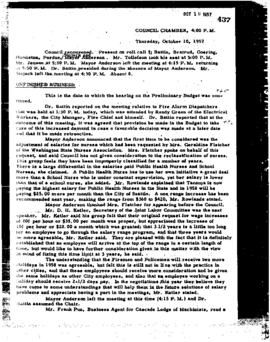 City Council Meeting Minutes, October 10, 1957