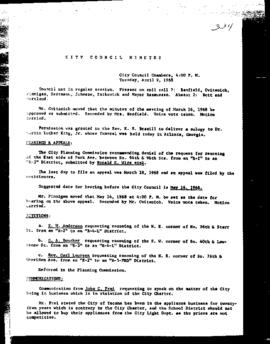 City Council Meeting Minutes, April 9, 1968