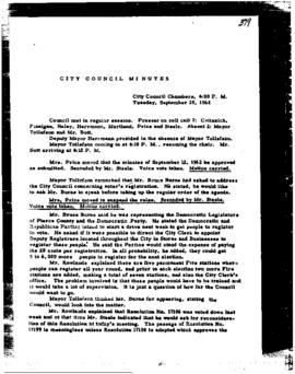 City Council Meeting Minutes, September 25, 1962