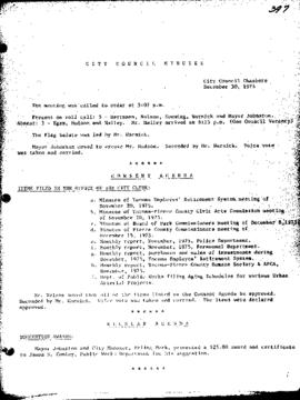 City Council Meeting Minutes, December 30, 1975