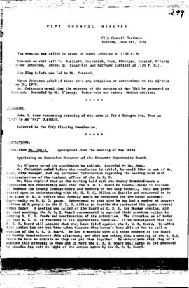 City Council Meeting Minutes, June 9, 1970