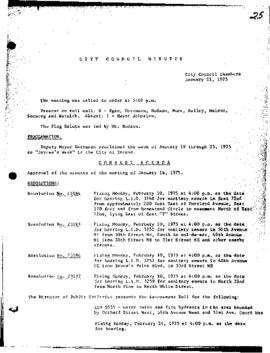 City Council Meeting Minutes, January 21, 1975