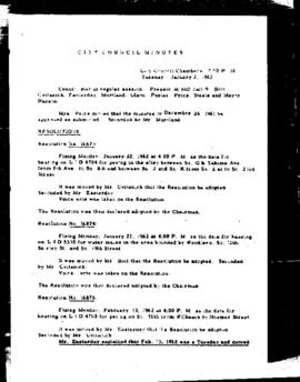 City Council Meeting Minutes, January 2, 1962