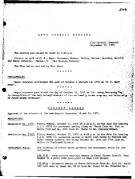 City Council Meeting Minutes, September 30, 1975