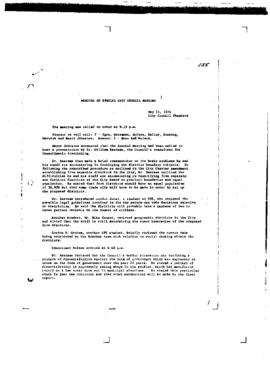 City Council Meeting Minutes, Special (1 of 1), May 21, 1974