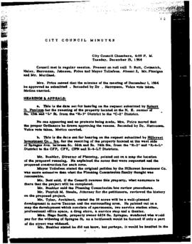 City Council Meeting Minutes, December 15, 1964