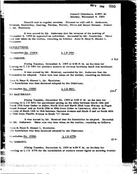 City Council Meeting Minutes, November 9, 1959