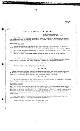 City Council Meeting Minutes, November 9, 1971