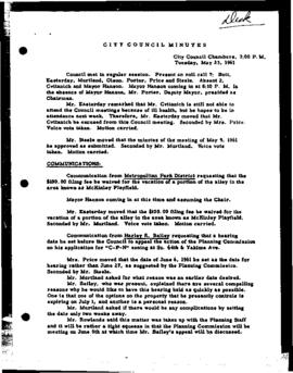 City Council Meeting Minutes, May 23, 1961