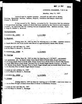 City Council Meeting Minutes, May 13, 1957