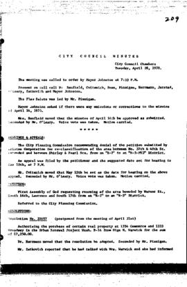 City Council Meeting Minutes, April 28, 1970