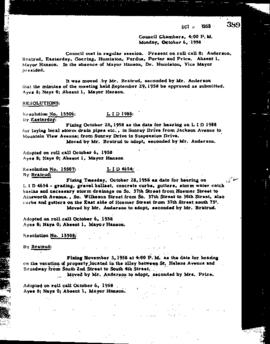 City Council Meeting Minutes, October 6, 1958