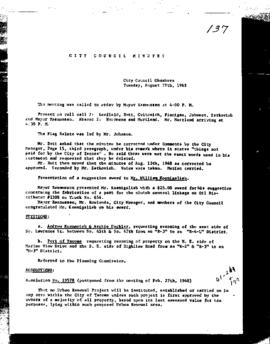 City Council Meeting Minutes, August 27, 1968