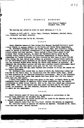 City Council Meeting Minutes, December 29, 1970