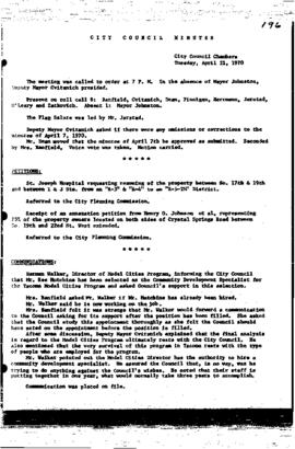 City Council Meeting Minutes, April 21, 1970