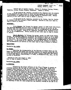 City Council Meeting Minutes, August 1, 1955