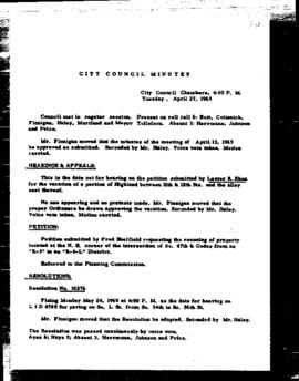 City Council Meeting Minutes, April 27, 1965