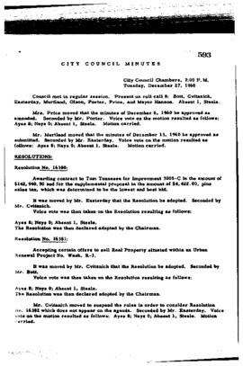 City Council Meeting Minutes, December 27, 1960